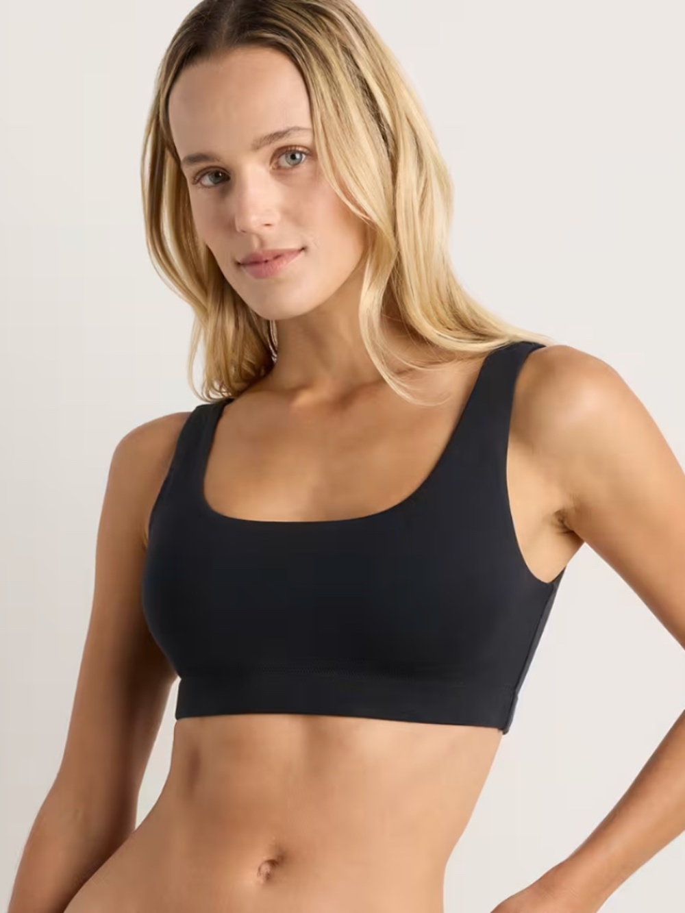 NEW QUINCE Organic Cotton Tank Bralette XS Black NWOT